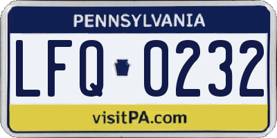 PA license plate LFQ0232