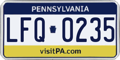 PA license plate LFQ0235