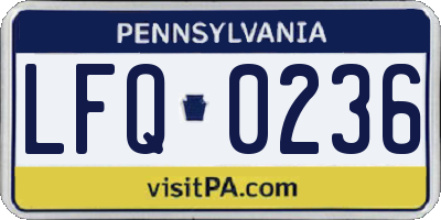 PA license plate LFQ0236