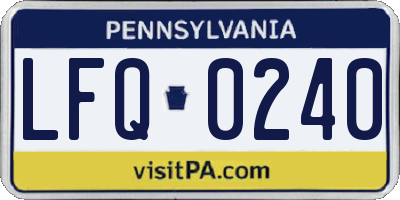 PA license plate LFQ0240