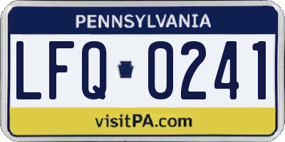 PA license plate LFQ0241