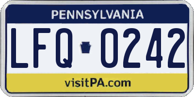 PA license plate LFQ0242
