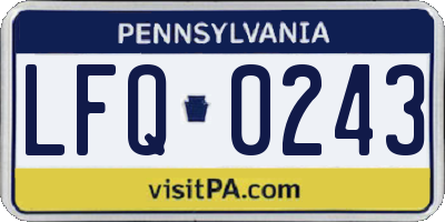 PA license plate LFQ0243