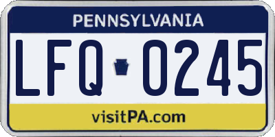 PA license plate LFQ0245
