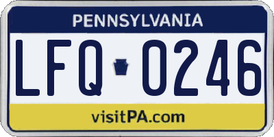 PA license plate LFQ0246