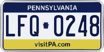 PA license plate LFQ0248
