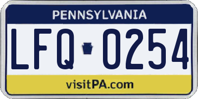 PA license plate LFQ0254