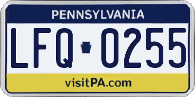 PA license plate LFQ0255