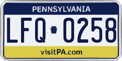 PA license plate LFQ0258