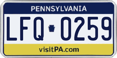 PA license plate LFQ0259