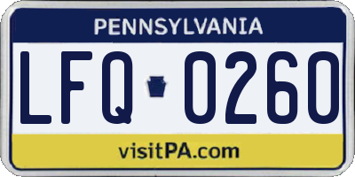 PA license plate LFQ0260