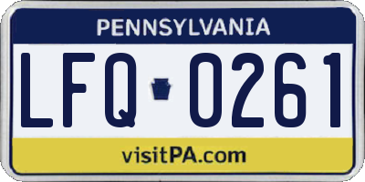 PA license plate LFQ0261