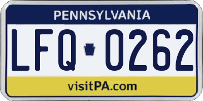 PA license plate LFQ0262