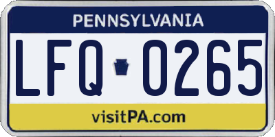 PA license plate LFQ0265