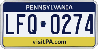 PA license plate LFQ0274