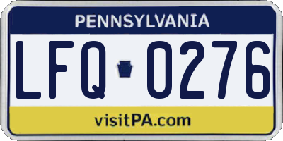 PA license plate LFQ0276