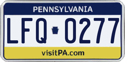 PA license plate LFQ0277