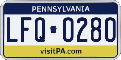 PA license plate LFQ0280