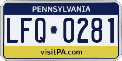 PA license plate LFQ0281