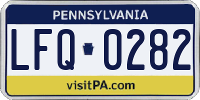 PA license plate LFQ0282