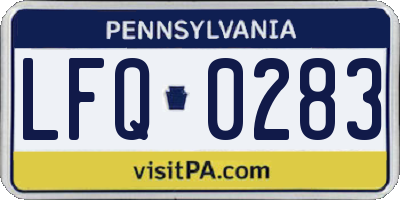 PA license plate LFQ0283