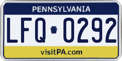 PA license plate LFQ0292