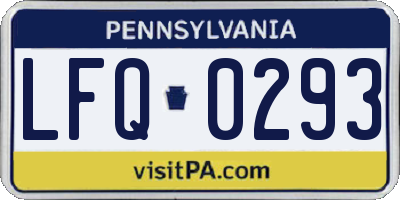 PA license plate LFQ0293