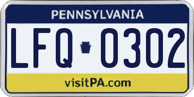PA license plate LFQ0302