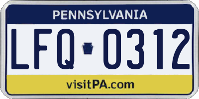 PA license plate LFQ0312