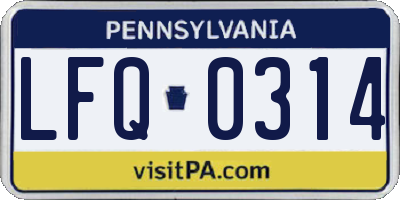 PA license plate LFQ0314