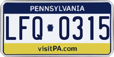 PA license plate LFQ0315