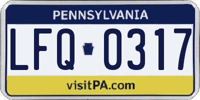 PA license plate LFQ0317