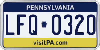 PA license plate LFQ0320