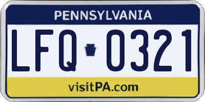 PA license plate LFQ0321