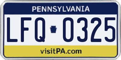 PA license plate LFQ0325