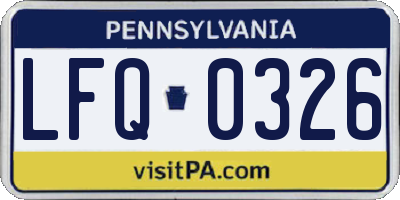 PA license plate LFQ0326