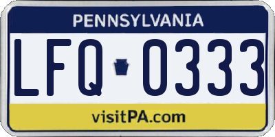 PA license plate LFQ0333
