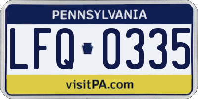 PA license plate LFQ0335