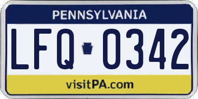 PA license plate LFQ0342