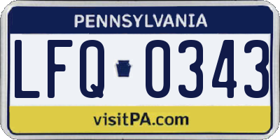 PA license plate LFQ0343