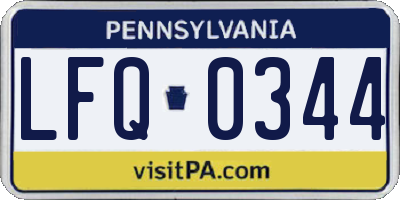 PA license plate LFQ0344