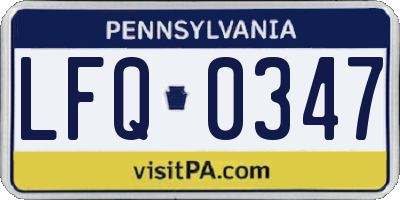 PA license plate LFQ0347