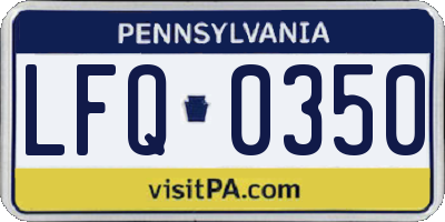 PA license plate LFQ0350