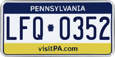 PA license plate LFQ0352