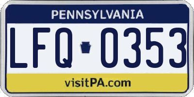 PA license plate LFQ0353