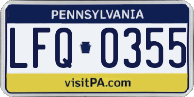 PA license plate LFQ0355
