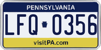 PA license plate LFQ0356