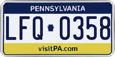 PA license plate LFQ0358