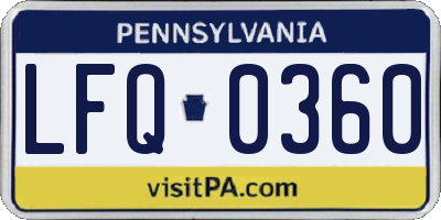 PA license plate LFQ0360