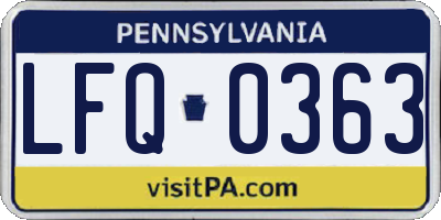 PA license plate LFQ0363